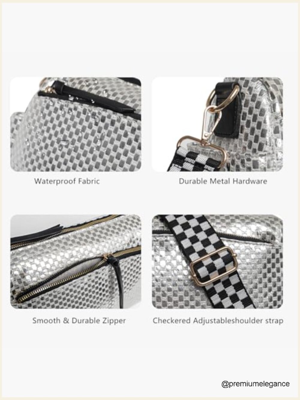 Small Crossbody Bag - Nylon Quilted Purse with Multiple Zippers Fits Phone and - Picture 6 of 7